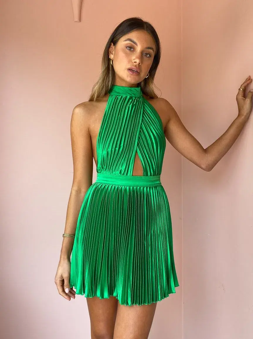 L’idee Renaissance Mini Dress Green Size 6 for rent on The Volte - main image