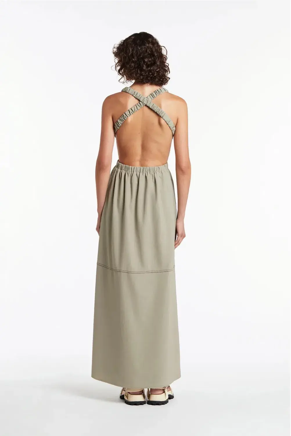 Sir the Label Adrien Cross Back Dress Sage Size 1 / Au 8 for rent on The Volte - main image