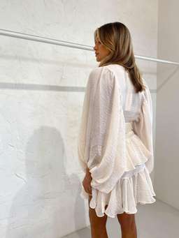 Shona Joy Charlotte Plunged Draped Mini Dress Ecru Size 8 for rent on The Volte - image 5