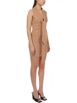 Balmain Monogram Sleeveless Dress Beige Size 6 for rent on The Volte - image 1