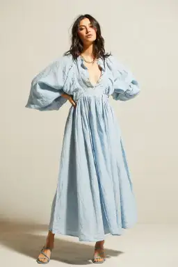Kinga Csilla Mascali Linen Dress Blue Size 8 for rent on The Volte - image 1