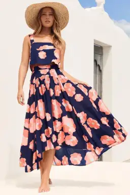 Mister Zimi Betsy Crop & Midi Skirt Set Capri Floral Print Size 10