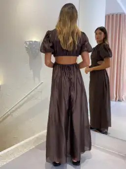 Sir the Label Anje Puff Sleeve Gown Chocolate Brown Size 1 / Au 8 for rent on The Volte - image 3