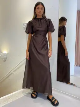 Sir the Label Anje Puff Sleeve Gown Chocolate Brown Size 1 / Au 8 for rent on The Volte - image 1