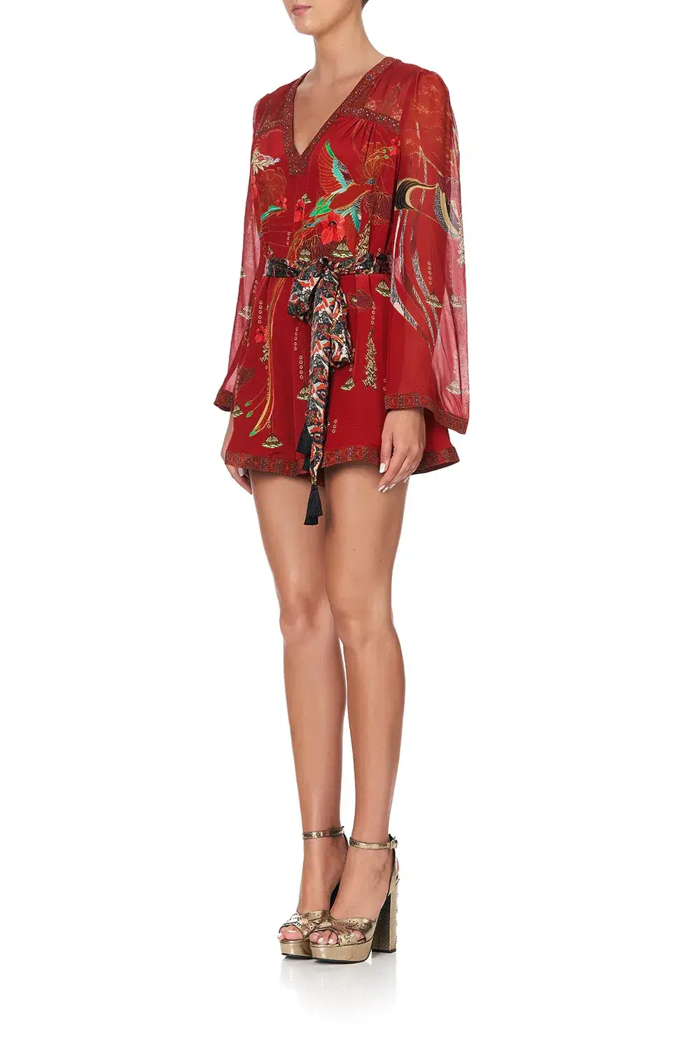 Camilla Panelled Playsuit with Belt Forbidden Fruit Size XS/AU 8 for rent on The Volte - main image