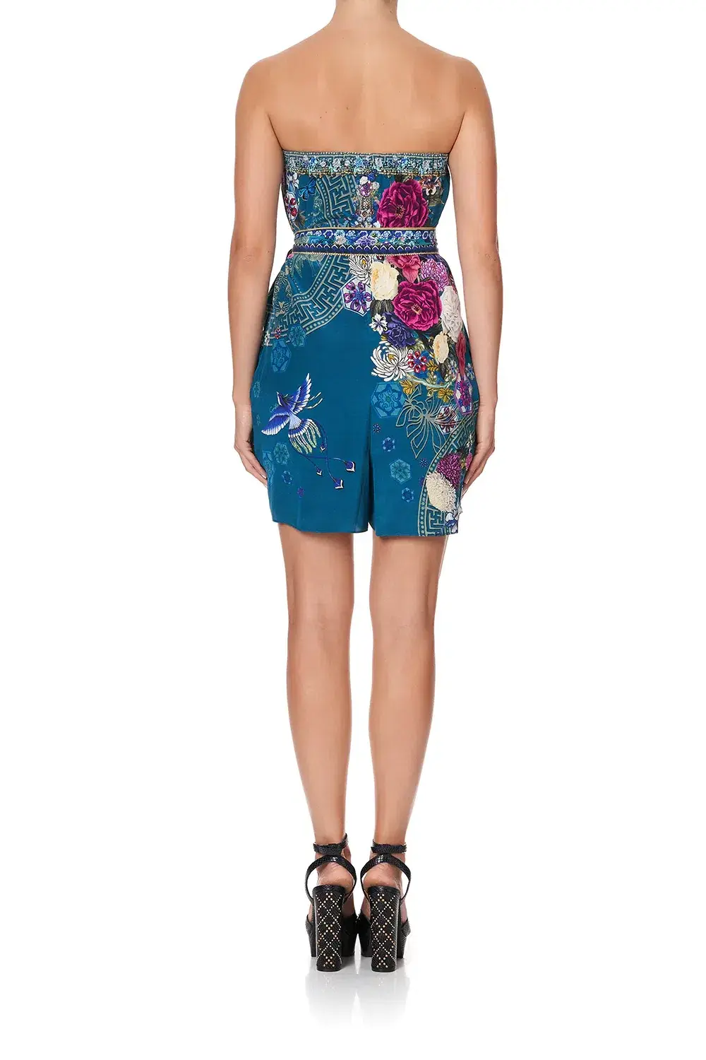Camilla Strapless Playsuit with Waist Tie Lunar Gazing Print Size XS/Au 8 for rent on The Volte - main image