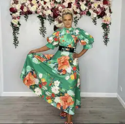 Leo Lin Florescence Midi Dress Green Floral Size AU 12 for rent on The Volte - image 2