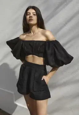 Aje Eugenie Top and Lucie Short Set Black Size 8 for rent on The Volte - image 1