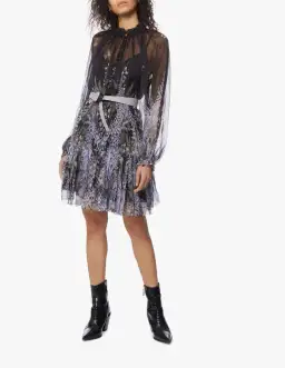 Zimmermann Botanica Lantern Mini Dress Black/Purple Size 0 / Au 8 for rent on The Volte - image 1
