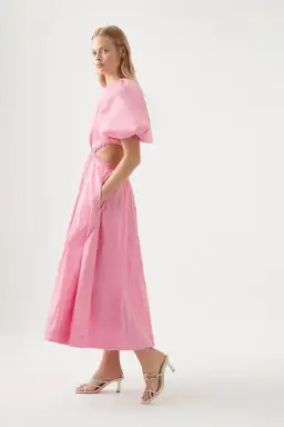 Aje Capucine Puff Sleeve Midi Dress Pink Size 8 for rent on The Volte - image 4