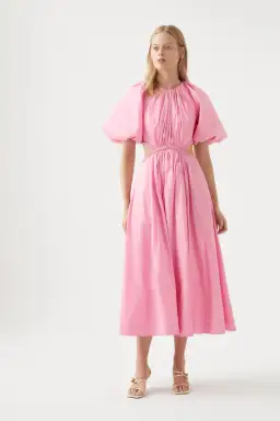 Aje Capucine Puff Sleeve Midi Dress Pink Size 8 for rent on The Volte - image 3
