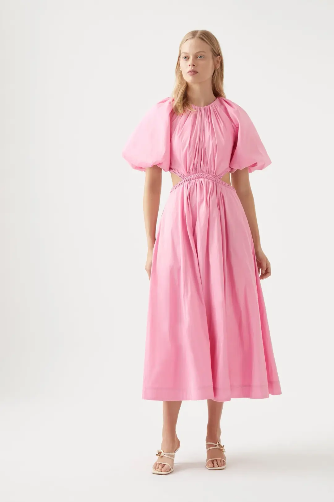 Aje Capucine Midi Dress Pink Size 10 for rent on The Volte - main image