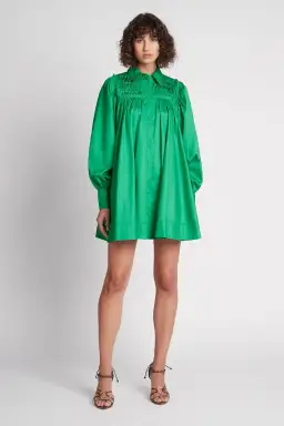 Aje Tidal Tucked Smock Mini Dress Green Size 6 for rent on The Volte - image 1