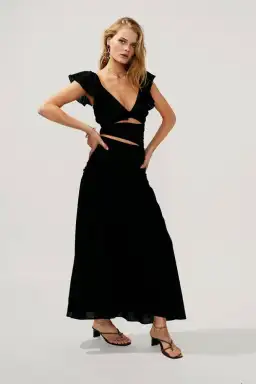 Suboo Alva Rouched Cut Out Maxi Black Size S/ AU 8 for rent on The Volte - image 2