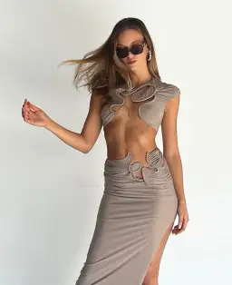 Christopher Esber Venus Top and Column Skirt Set in Bone Size 6 for rent on The Volte - image 2