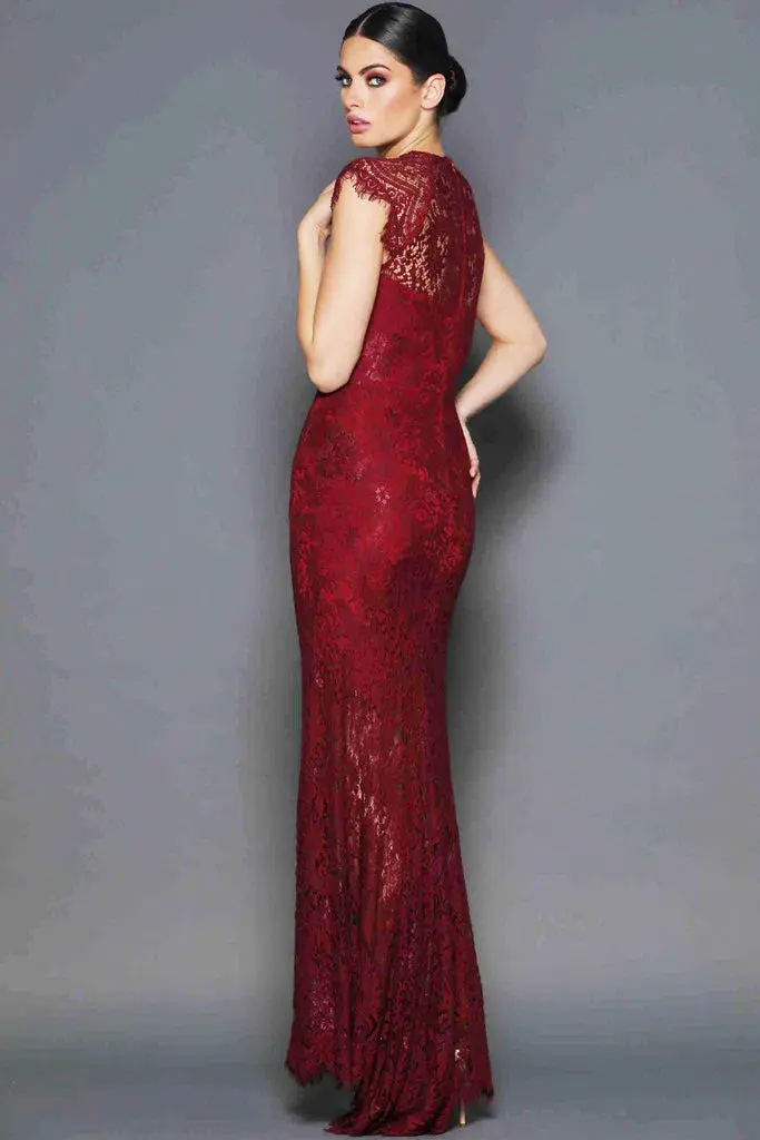 Elle Zeitoune Demi Gown Wine Size 14 for rent on The Volte - main image