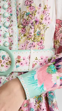 Zimmermann Jude Buttoned Mini Dress Aqua Gradient Floral Size 0P / Au 6 for rent on The Volte - image 5