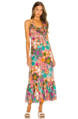 Zimmermann Lola Frill Picnic Dress Purple Floral Size 1/Au 8