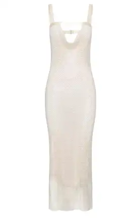 Meshki Mehry Diamante Mesh Cowl Dress Cream Size M-L / Au 10-12 for rent on The Volte - image 7