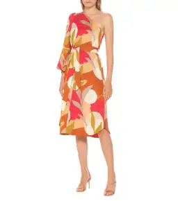 Rebecca Vallance Sangria Linen Midi Dress Print Size 8