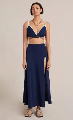 Bec & Bridge Enzo Twist Knit Top & Skirt Set in Navy