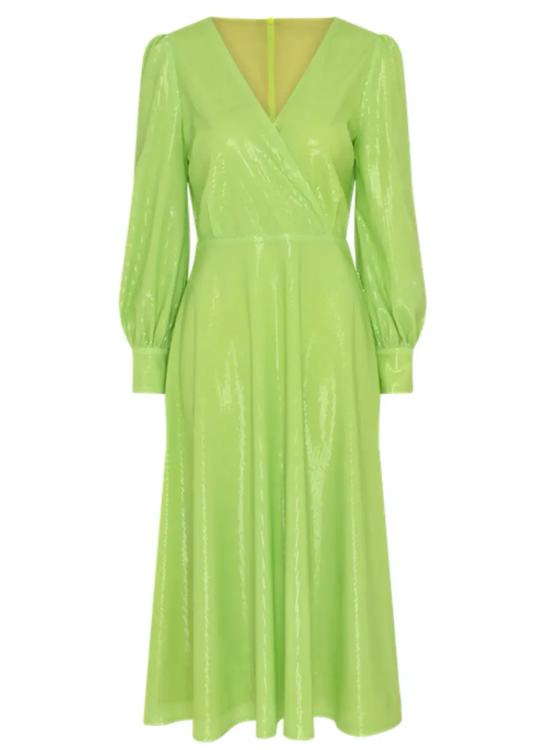 Olivia Rubin Danni Sequin Midi Dress Lime Green Size 10 for rent on The Volte - main image