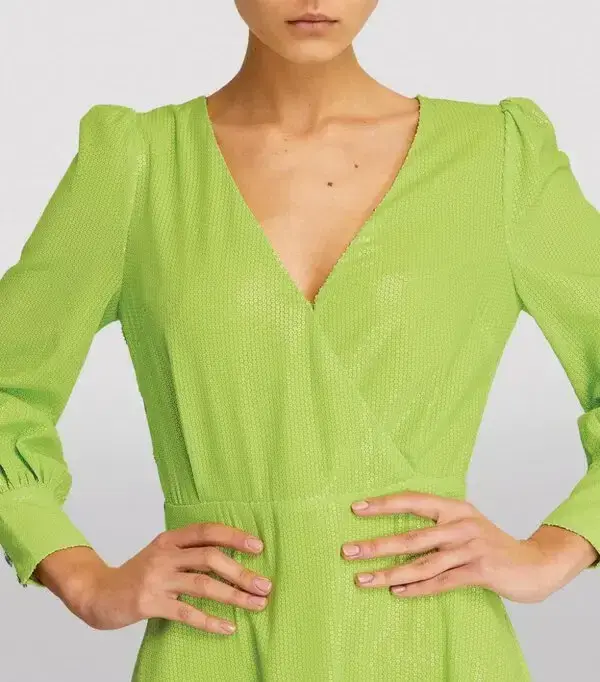 Olivia Rubin Danni Sequin Midi Dress Lime Green Size 10 for rent on The Volte - main image