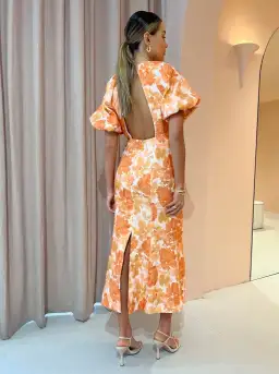 Significant Other - Elena Short Sleeve Midi Dress Scarlet Poppy - Size 6 for rent on The Volte - image 4