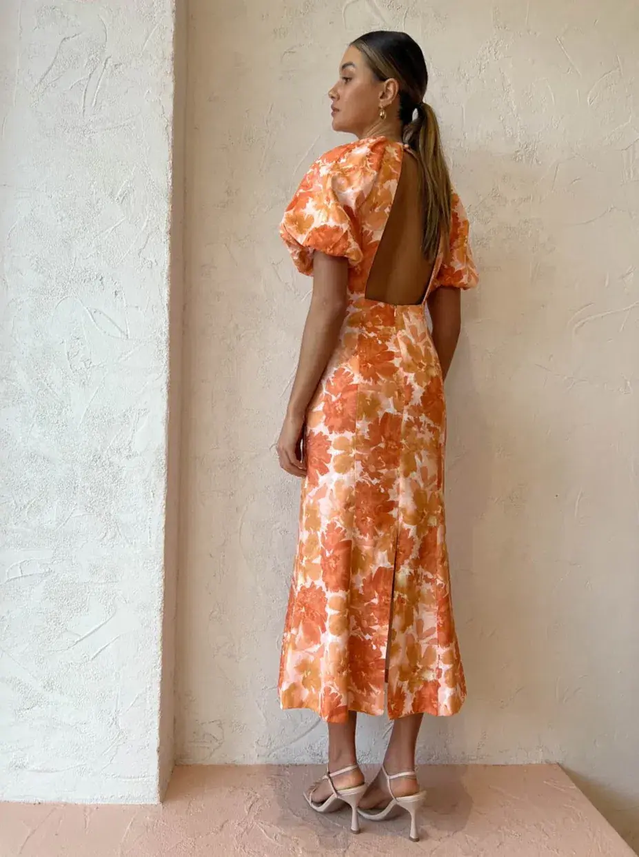 Significant Other - Elena Short Sleeve Midi Dress Scarlet Poppy - Size 12 for rent on The Volte - main image