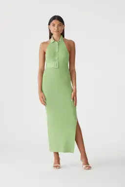 San Sloane Drake Rib Midi Dress in Pistachio Green Size 8 for rent on The Volte - image 1