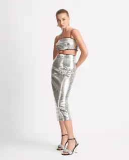 Sheike Walk of Fame Skirt & Top Set in Silver Sequin Size 8 for rent on The Volte - image 1