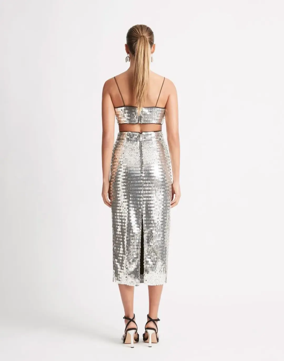 Sheike Walk of Fame Skirt & Top Set in Silver Sequin Size 8 for rent on The Volte - main image