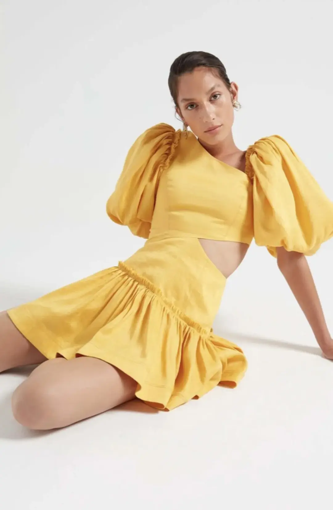 Aje Chateu Mini Dress in Sunshine Size 6 for rent on The Volte - main image