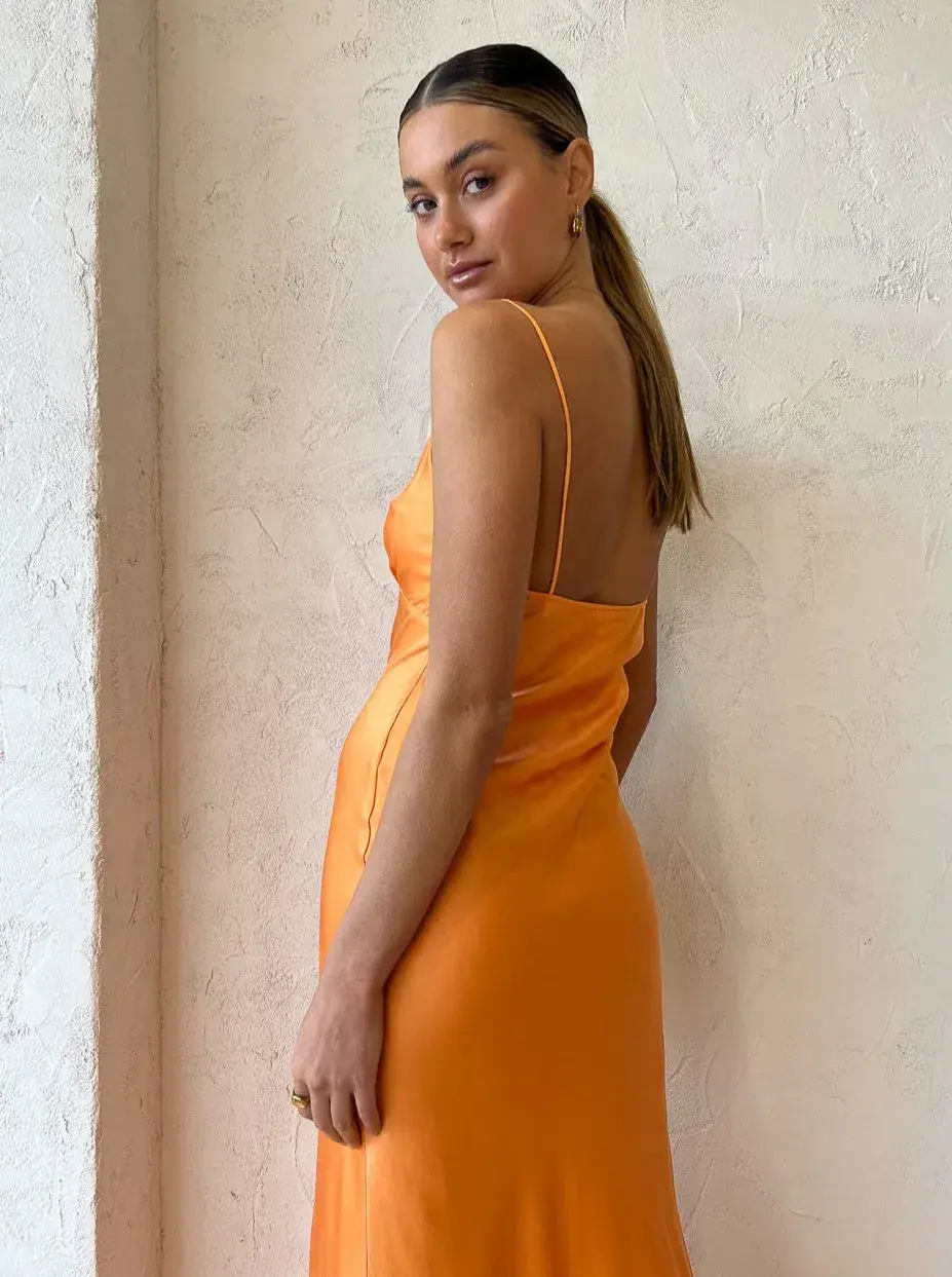 Bec & Bridge Amber V Maxi Dress in Nectarine Orange Size 6 for rent on The Volte - main image