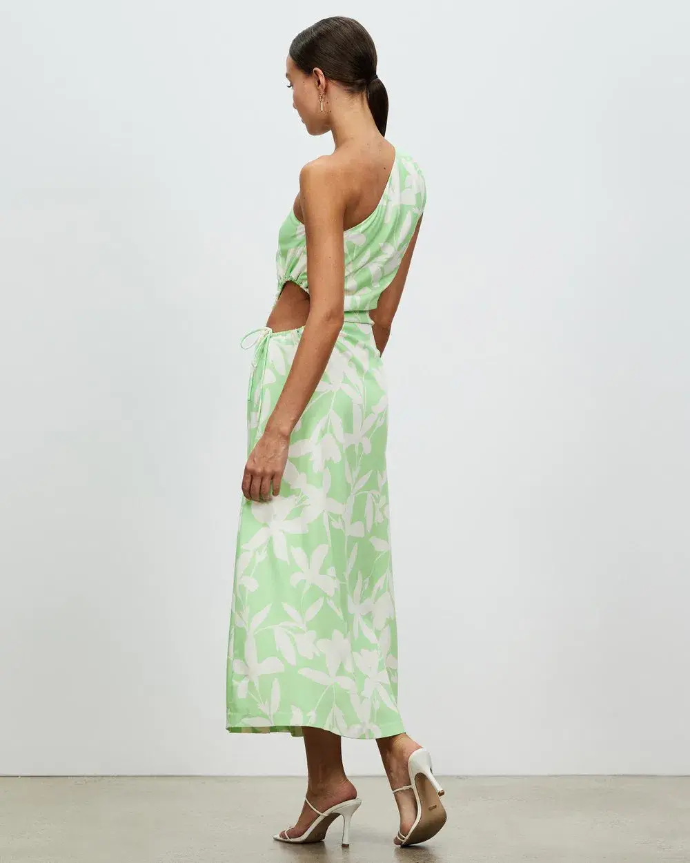 Lover Maldives One Shoulder Dress Green Print Size 10 for rent on The Volte - main image