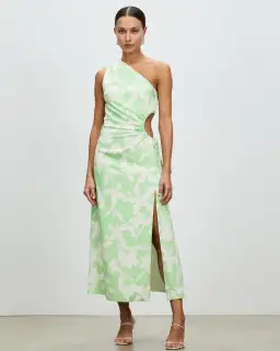 Lover Maldives One Shoulder Dress Green Print Size 10 for rent on The Volte - image 1