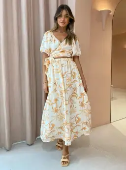 Steele Jules Skirt and Murphy Top in Sand Palmette Print Size M/AU 10 for rent on The Volte - image 3