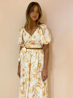 Steele Jules Skirt and Murphy Top in Sand Palmette Print Size M/AU 10 for rent on The Volte - image 5