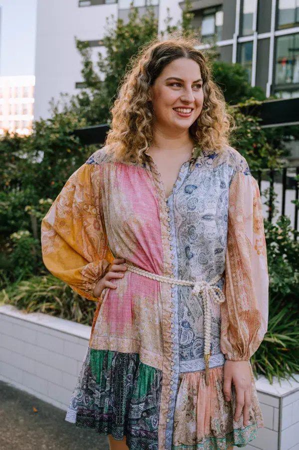 Zimmermann Anneke Spliced Lantern Mini Dress Print Size 4/ AU 16 for rent on The Volte - main image