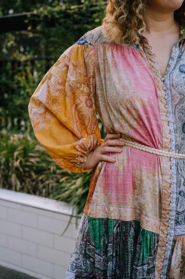 Zimmermann Anneke Spliced Lantern Mini Dress Print Size 4/ AU 16 for rent on The Volte - main image