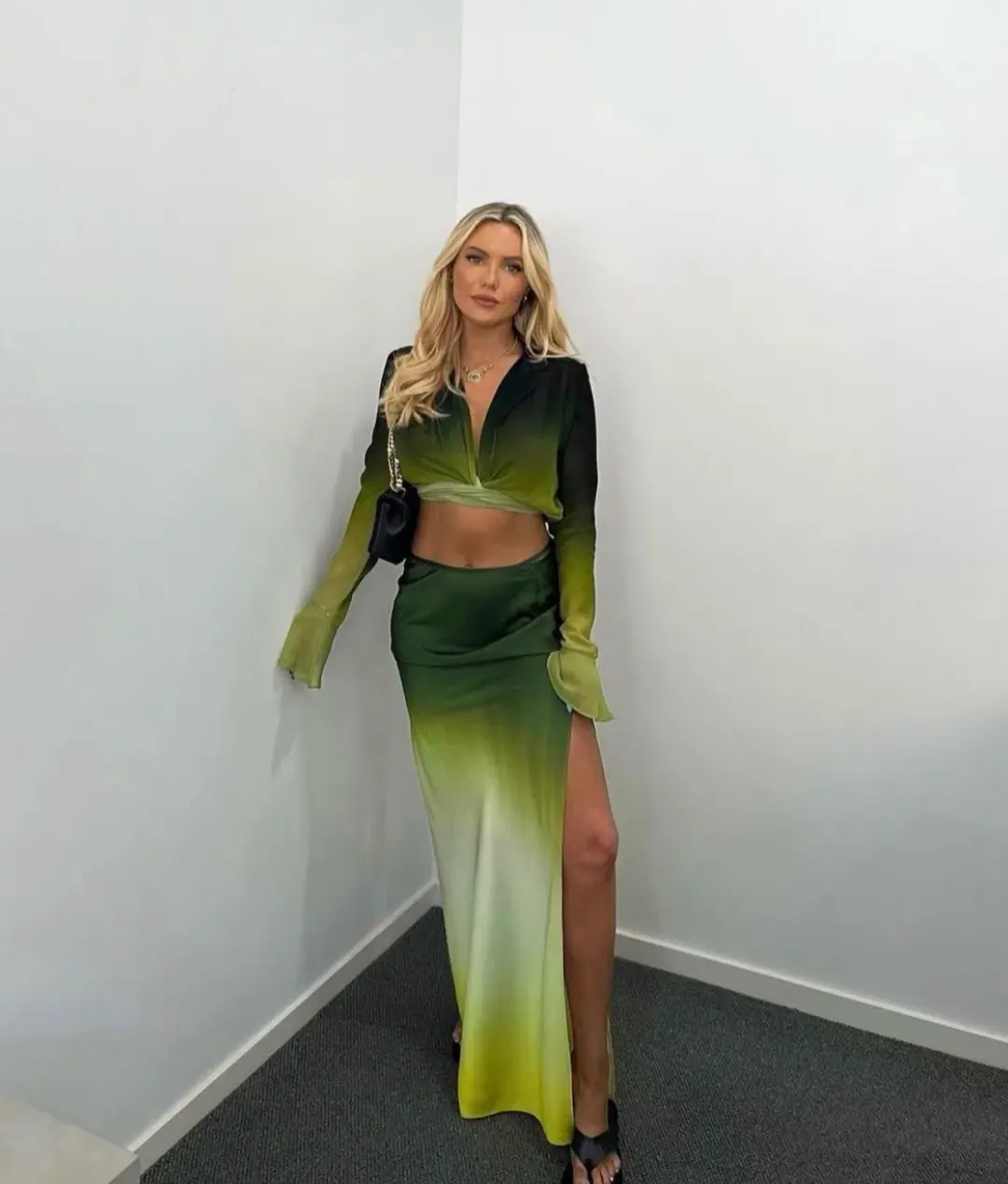 Rat & Boa Cypress Shirt and Skirt Set Dip-dyed Green Size XS/S for rent on The Volte - main image