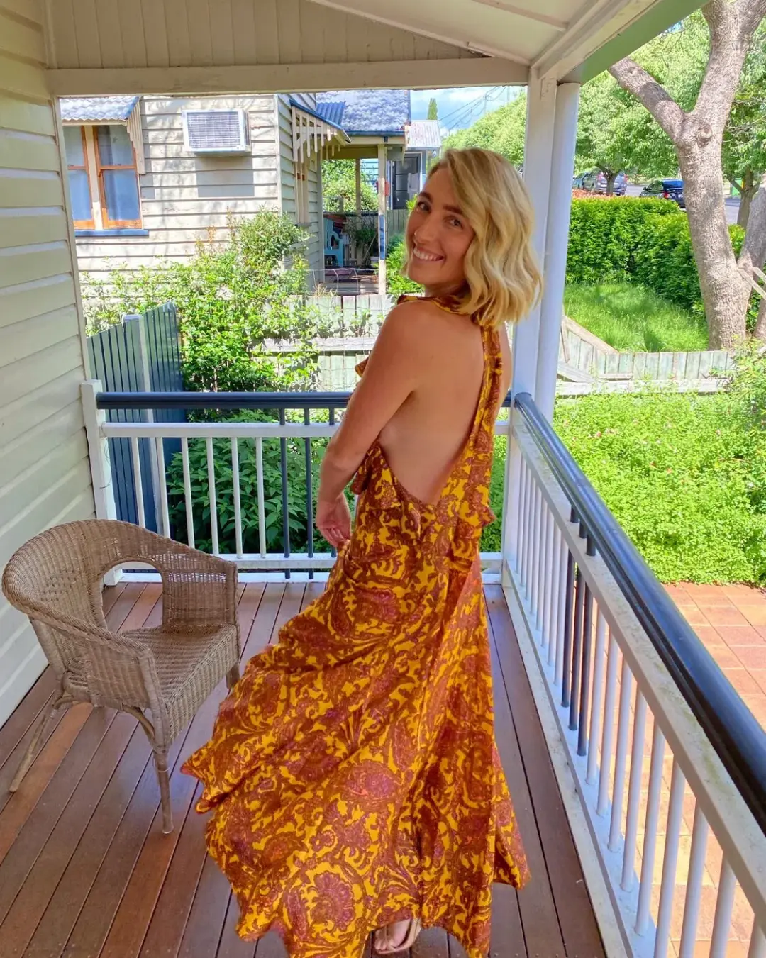 Zimmermann Tiggy Halter Long Dress Print Size 1 / Au 10 for rent on The Volte - main image