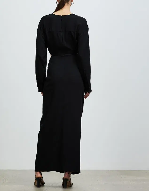 Christopher Esber Ruched Disconnect Shirt Dress Black Size 10 / M for rent on The Volte - main image