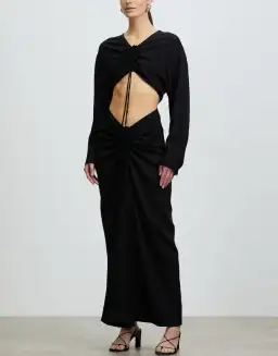 Christopher Esber Ruched Disconnect Shirt Dress Black Size 10 / M for rent on The Volte - image 1