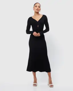 Mossman Twist and Turn Knit Midi Dress Black Size 10 for rent on The Volte - image 1