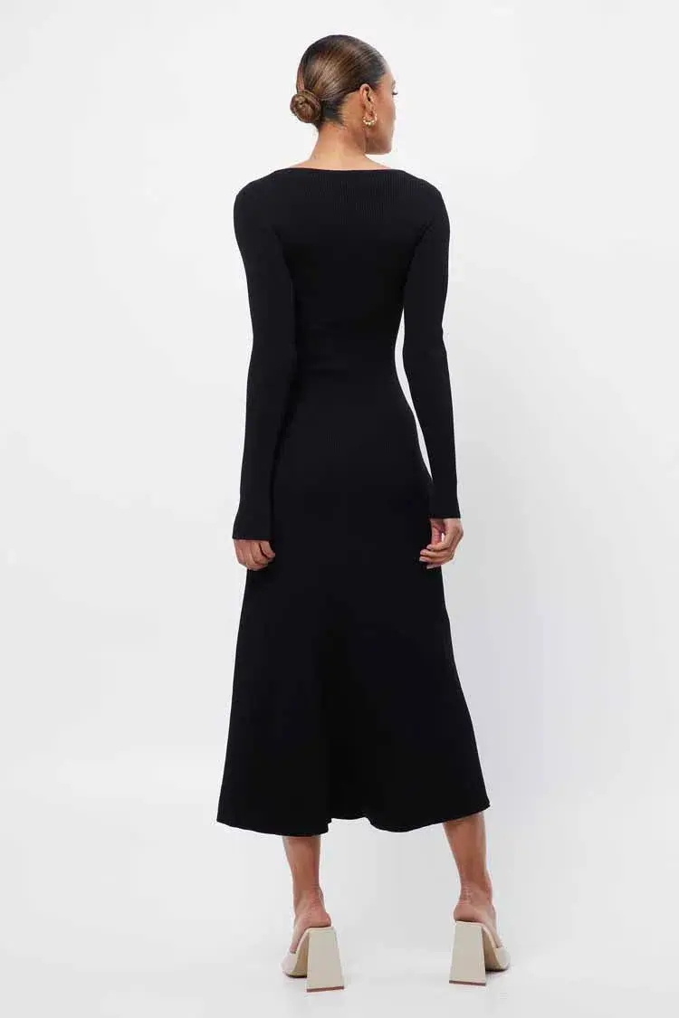 Mossman Twist and Turn Knit Midi Dress Black Size 10 for rent on The Volte - main image