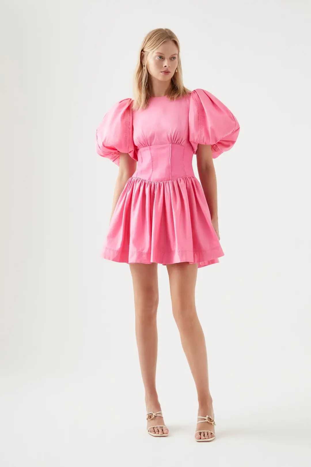 Aje Gianna Puff Sleeve Mini Dress Pink Size 8 / S for rent on The Volte - main image