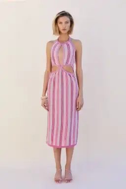 Suboo Fuchsia Metallic Beck Halter Cut Out Dress Size S/ AU 8 for rent on The Volte - image 1