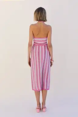 Suboo Fuchsia Metallic Beck Halter Cut Out Dress Size M/ AU 10 for rent on The Volte - image 3