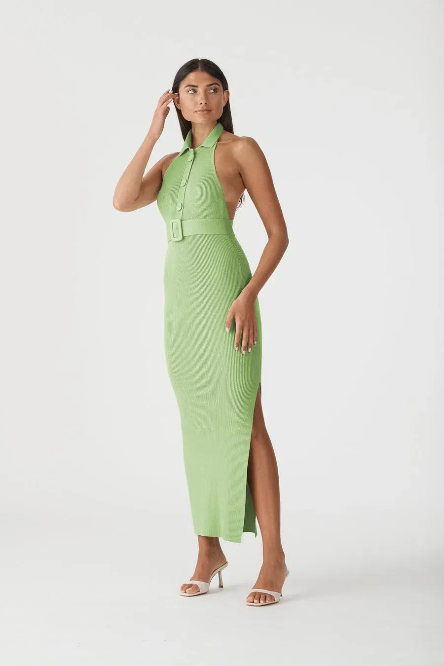 San Sloane Drake Rib Midi Dress in Pistachio Green Size 8 for rent on The Volte - main image